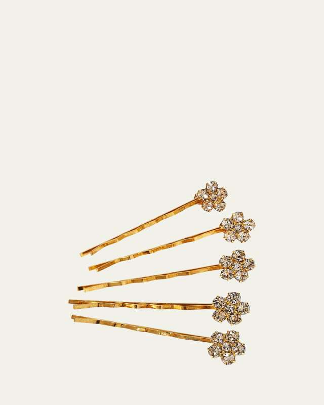 Violet Swarovski Crystal Floral Bobby Pins, Set of 5